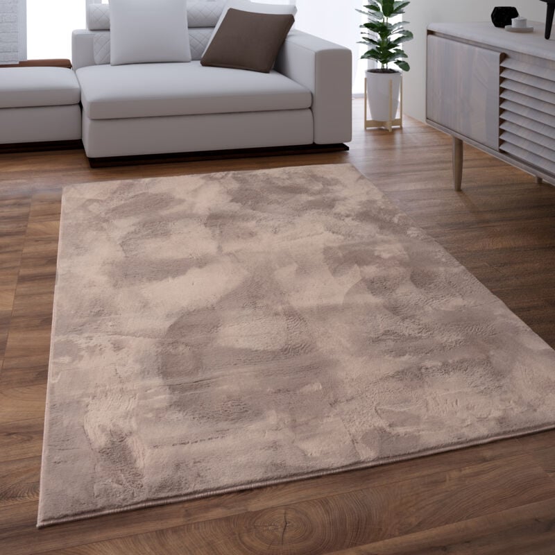 foto del prodotto tappeto salotto soggiorno pelo lungo lavabile in lavatrice morbido peloso beige taupe 60x90 cm paco home