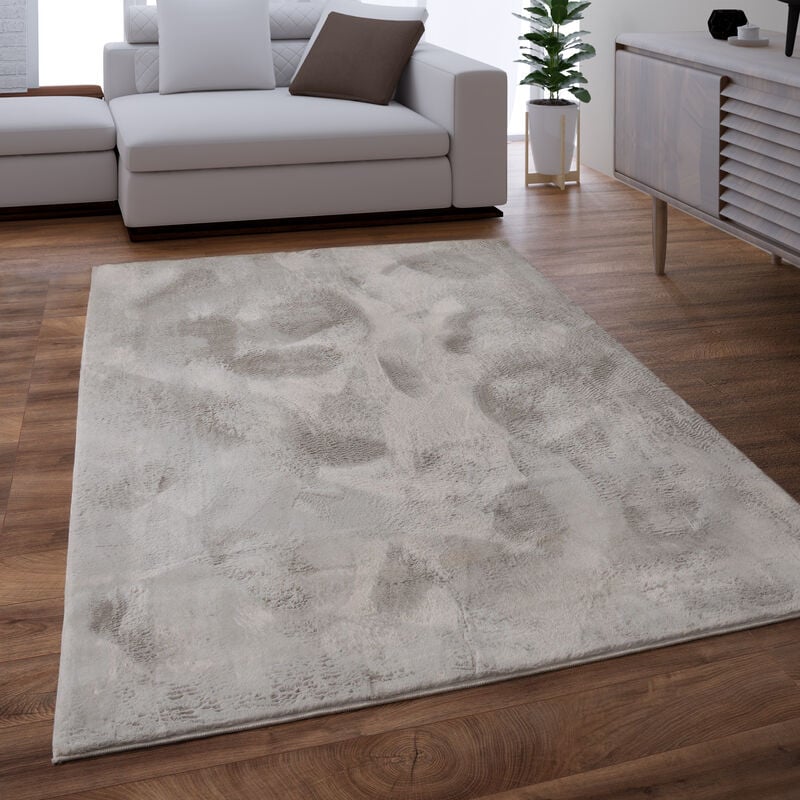 foto del prodotto tappeto salotto soggiorno pelo lungo lavabile in lavatrice morbido peloso grigio 140x200 cm paco home