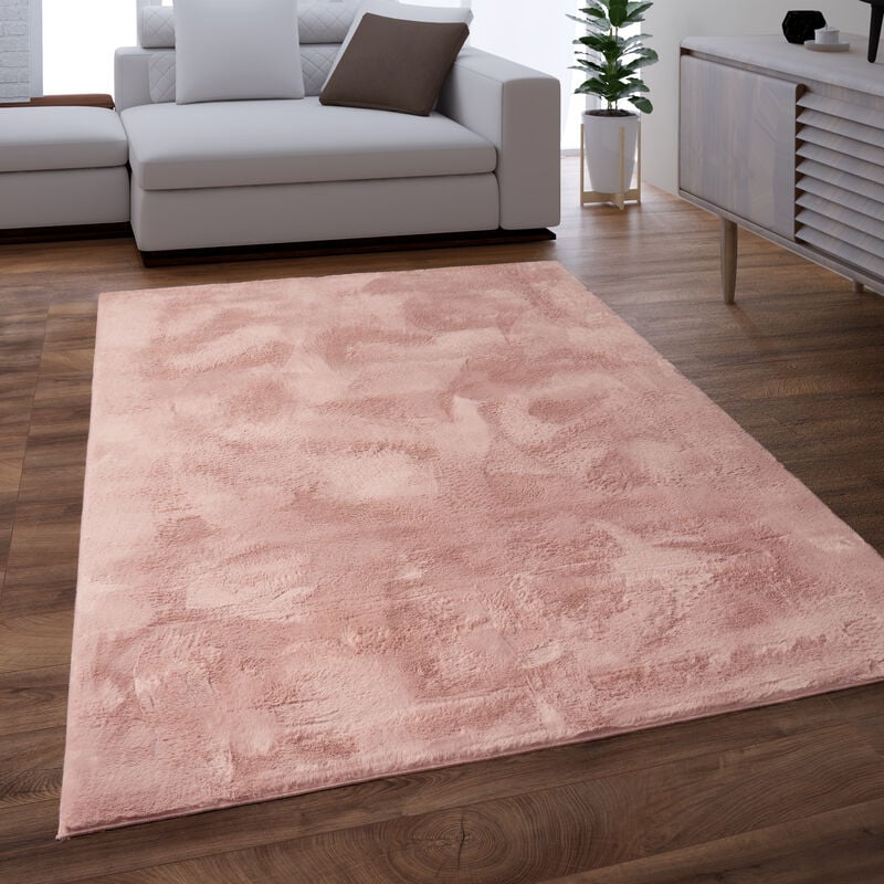 foto del prodotto tappeto salotto soggiorno pelo lungo lavabile in lavatrice morbido peloso rosa 160x230 cm paco home