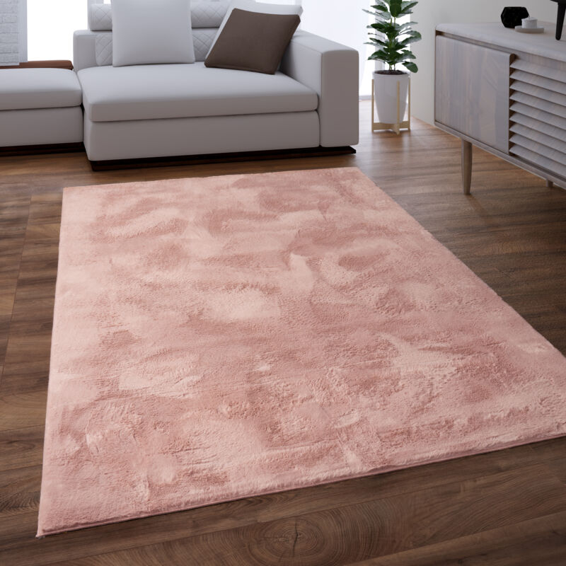 foto del prodotto tappeto salotto soggiorno pelo lungo lavabile in lavatrice morbido peloso rosa 200x290 cm paco home