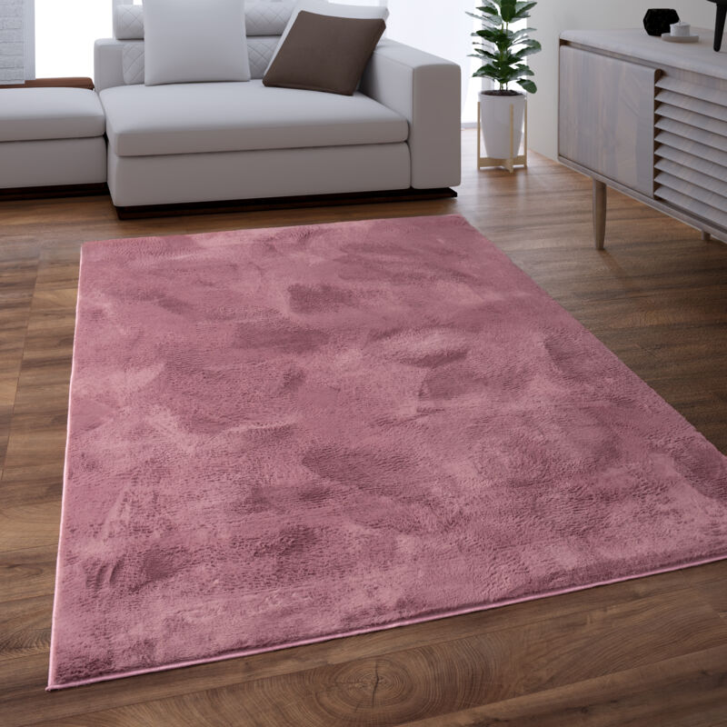 foto del prodotto tappeto salotto soggiorno pelo lungo lavabile in lavatrice morbido peloso rosa malva 160x230 cm paco home