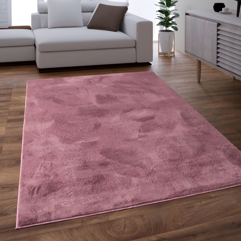 foto del prodotto tappeto salotto soggiorno pelo lungo lavabile in lavatrice morbido peloso rosa malva 60x90 cm paco home