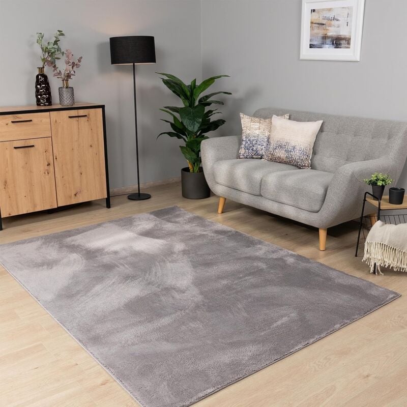 foto del prodotto tappeto salotto, tappeti antiscivolo per camera da letto ufficio corridoio grigio chiaro 140x200cm