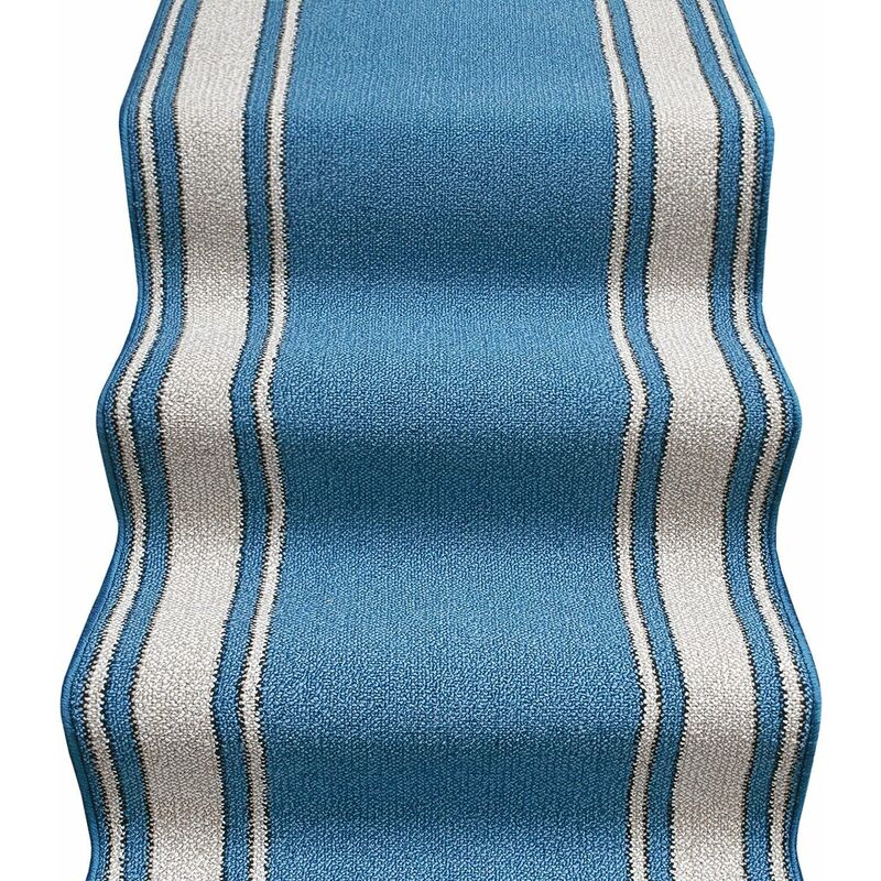 foto del prodotto tappeto scala passatoia ingresso corsia rivestimento scale antiscivolo stile classico blu 67x240 cm