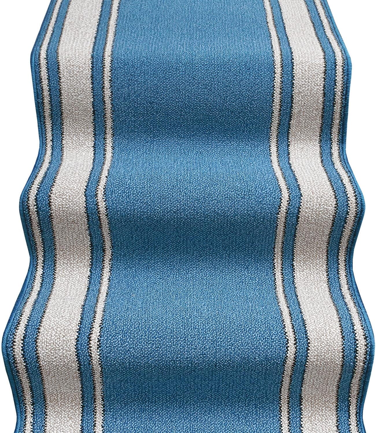 foto del prodotto tappeto scala passatoia ingresso corsia scale antiscivolo stile classico blu 67x600 cm