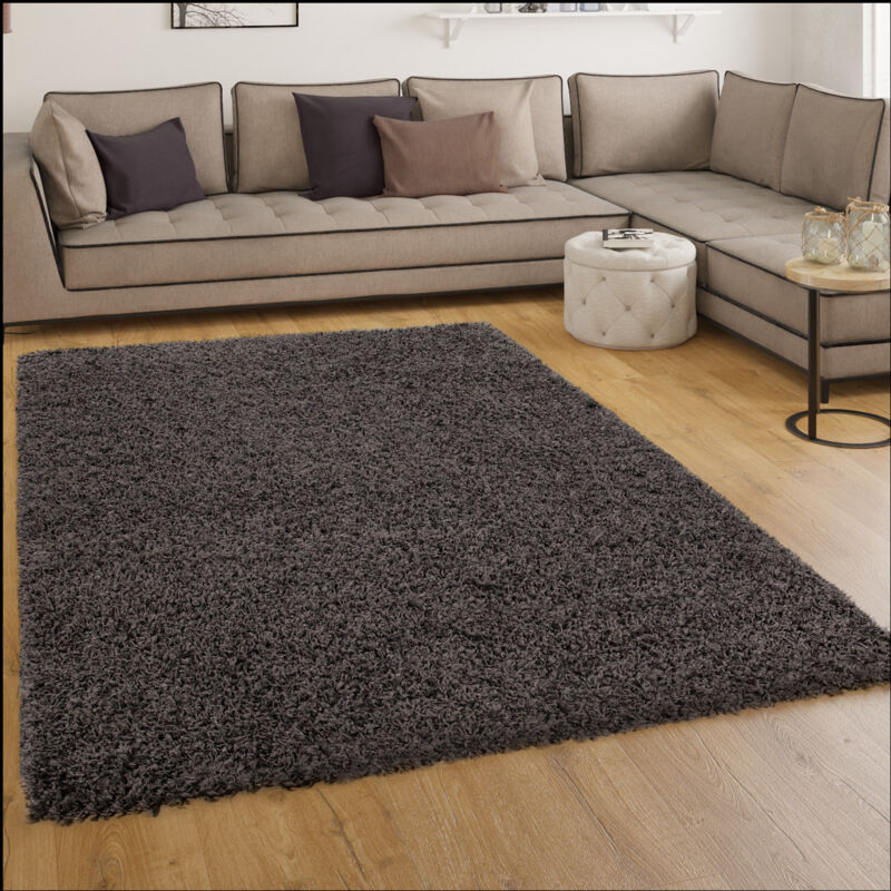 foto del prodotto tappeto shaggy a pelo alto a pelo lungo tappeto a tinta unita in antracite 70x140 cm paco home