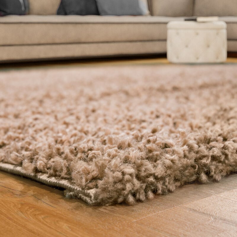 foto del prodotto tappeto shaggy a pelo alto a pelo lungo tappeto a tinta unita in beige 150 cm quadrato paco home