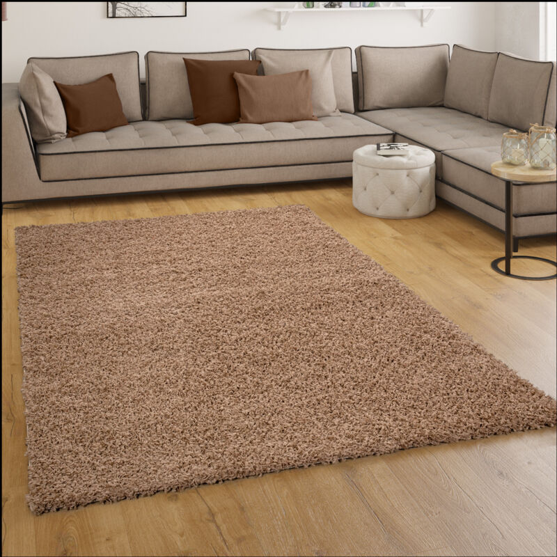 foto del prodotto tappeto shaggy a pelo alto a pelo lungo tappeto a tinta unita in beige 60x100 cm paco home