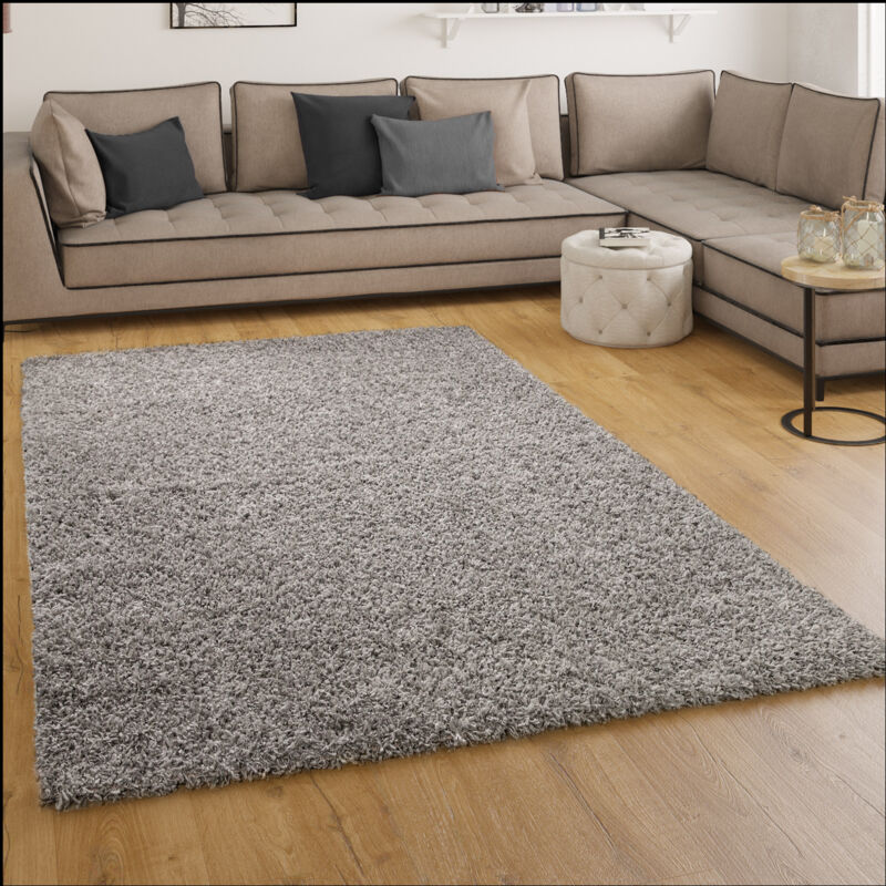 foto del prodotto tappeto shaggy a pelo alto a pelo lungo tappeto a tinta unita in grigio 70x140 cm paco home