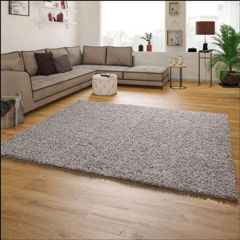foto del prodotto tappeto shaggy a pelo alto a pelo lungo tappeto a tinta unita in grigio 70x250 cm paco home