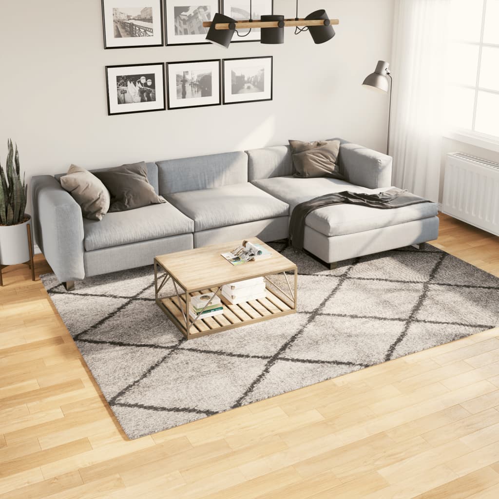 foto del prodotto tappeto shaggy a pelo lungo moderno beige e antracite 200x280cmcod mxl 87381