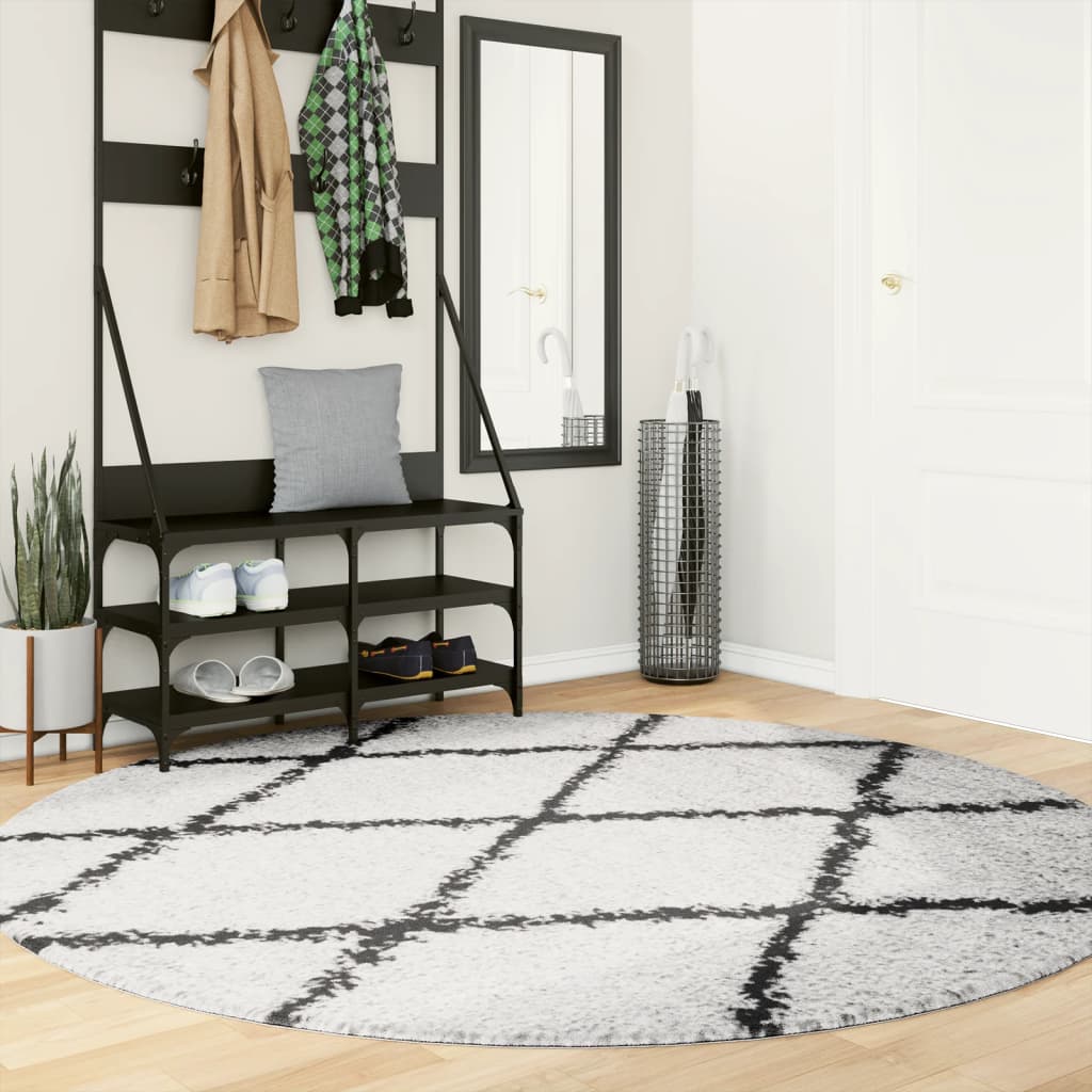 foto del prodotto tappeto shaggy a pelo lungo moderno crema e nero 200 cmcod mxl 87378