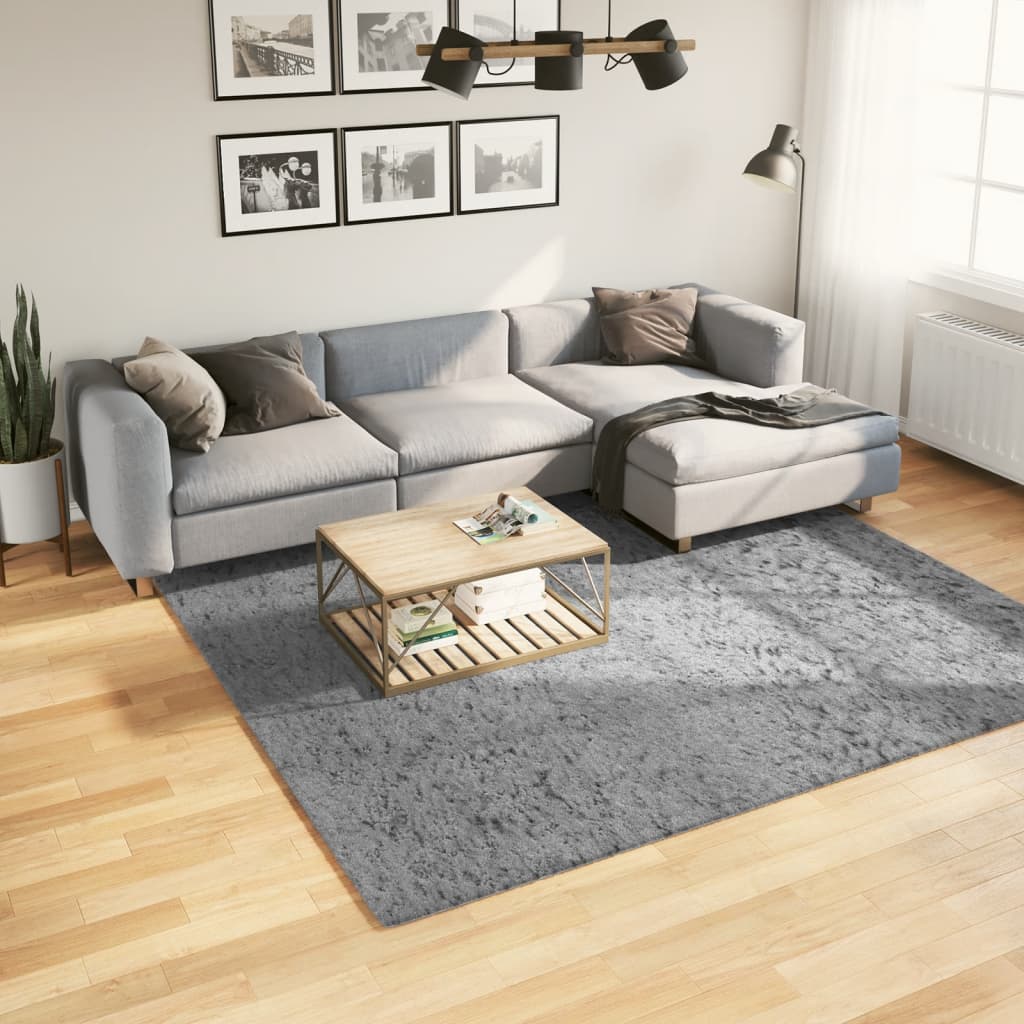 foto del prodotto tappeto shaggy a pelo lungo moderno grigio 240x240 cmcod mxl 111451