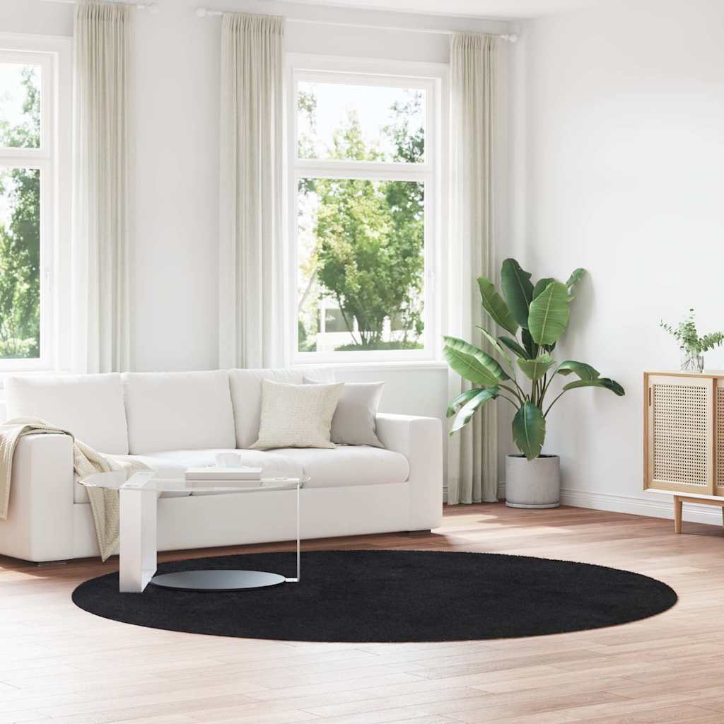foto del prodotto tappeto shaggy a pelo lungo navarra nero 240x240 cm poliestere