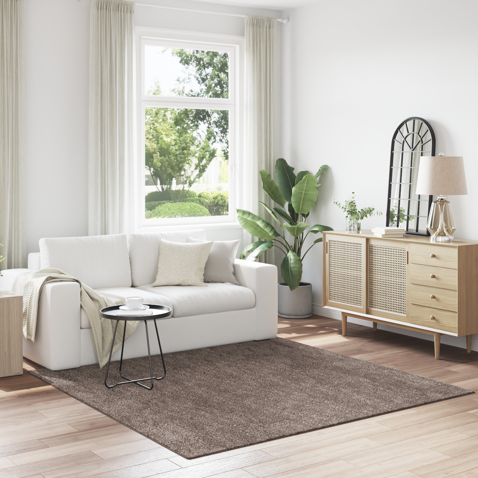 foto del prodotto tappeto shaggy con supporto in lattice marrone 200x200 cm