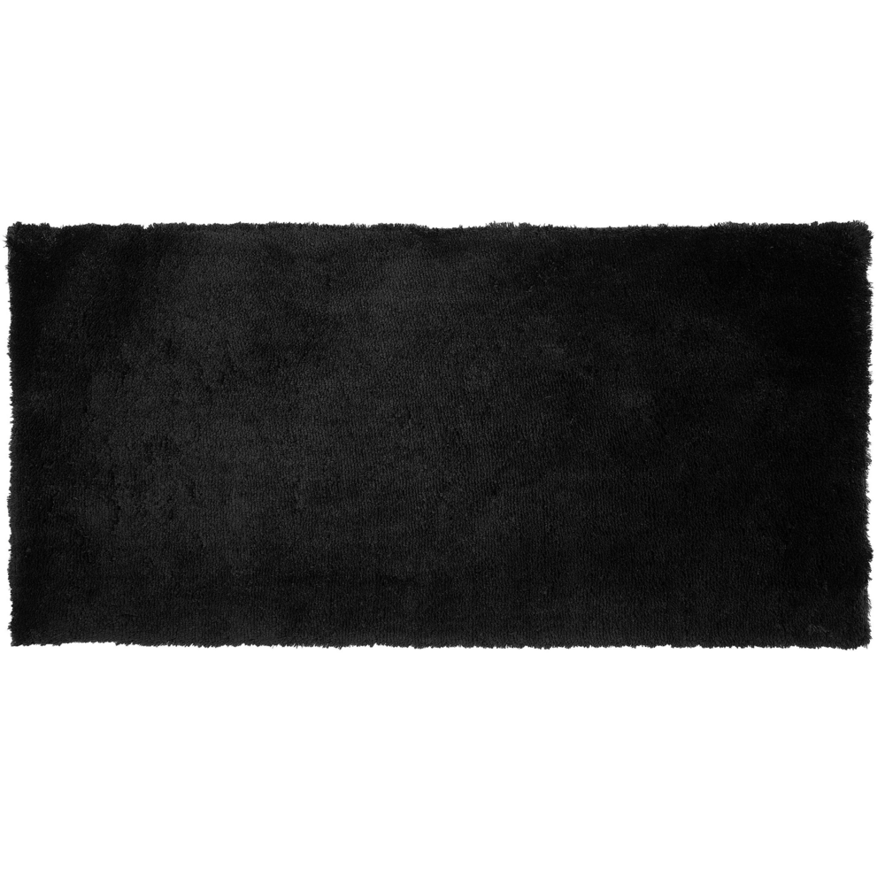 foto del prodotto tappeto shaggy in cotone nero misto poliestere 80 x 150 cm soffice pelo lungo