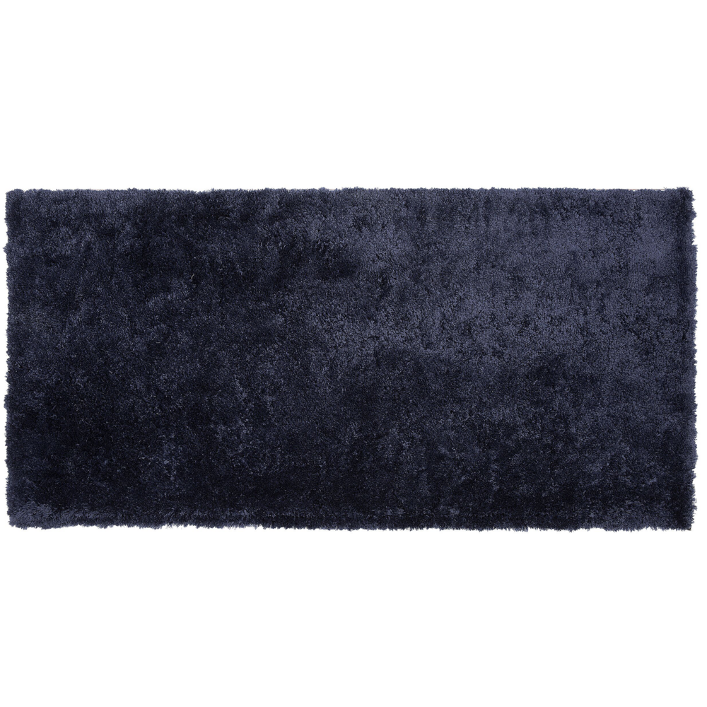 foto del prodotto tappeto shaggy in misto cotone e poliestere blu 80 x 150 cm soffice pelo denso
