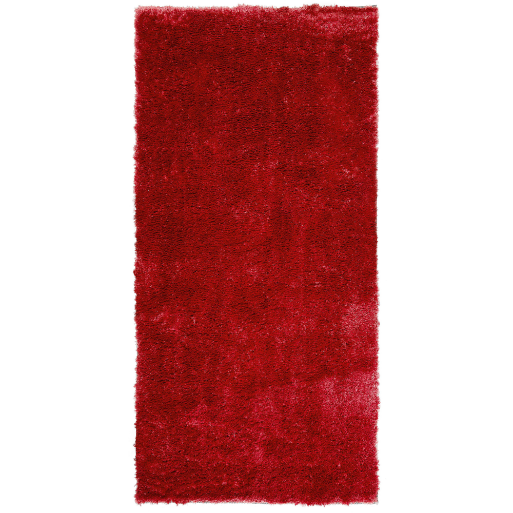 foto del prodotto tappeto shaggy in misto cotone e poliestere rosso 80 x 150 cm soffice pelo denso