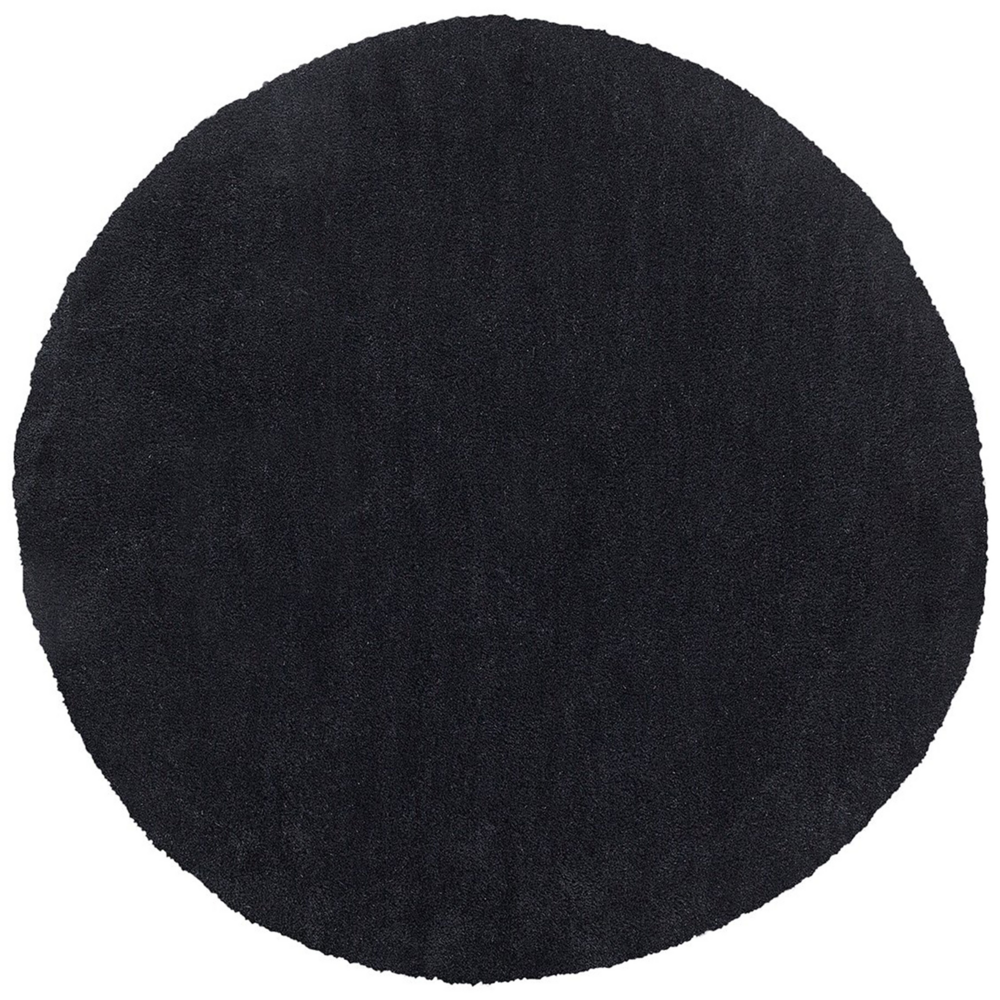 foto del prodotto tappeto shaggy nero da 140 cm moderno tappeto rotondo trapuntato a pelo lungo