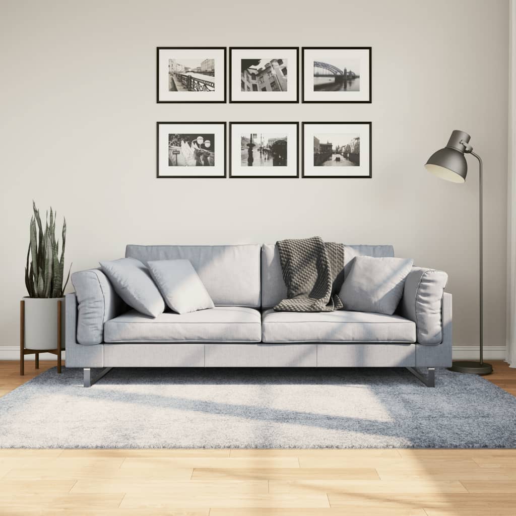 foto del prodotto tappeto shaggy pamplona a pelo lungo moderno blu 140x200 cm