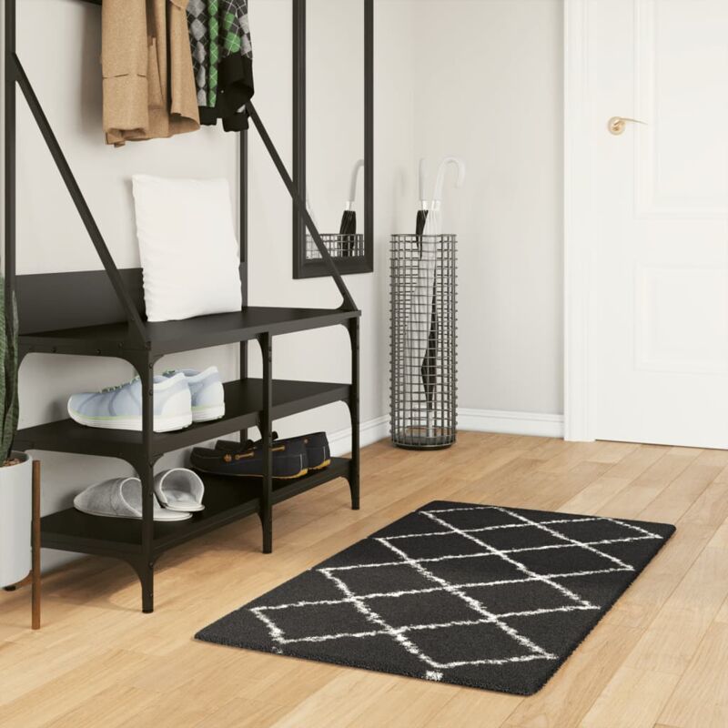 foto del prodotto tappeto shaggy pamplona a pelo lungo nero e crema 60x110 cm vidaxl