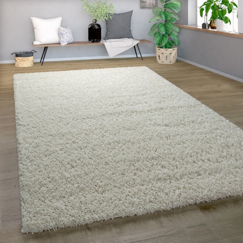 foto del prodotto tappeto shaggy pelo alto pelo lungo pregiato alto spessore del pelo tinta unita crema brillante 70x250 cm paco home