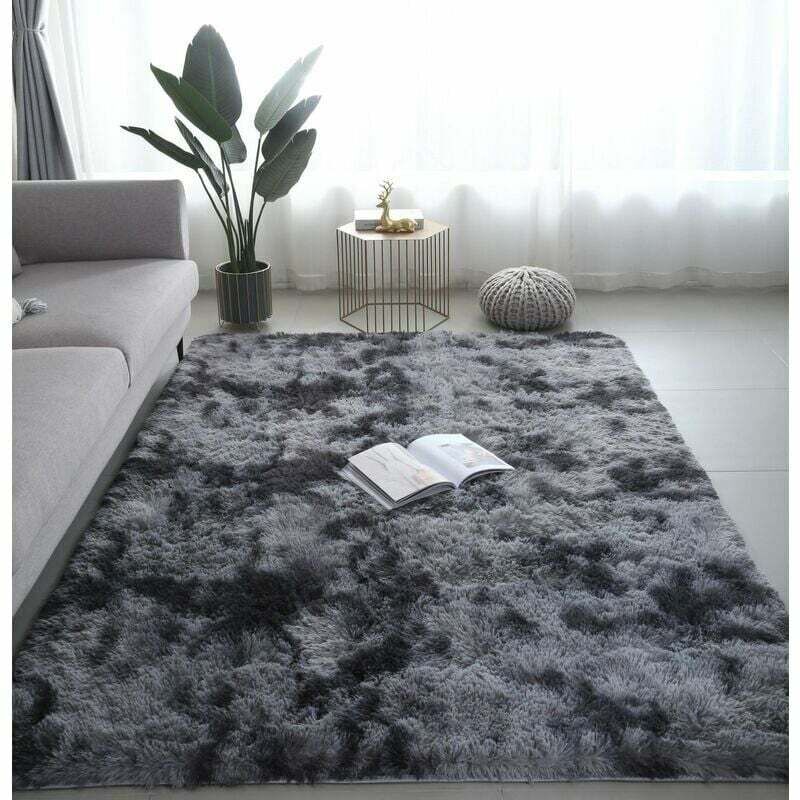foto del prodotto tappeto shaggy per soggiorno 160 x 230 cm grigio scuro morbido peluche in fibra di polipropilene antiscivolo dpzo