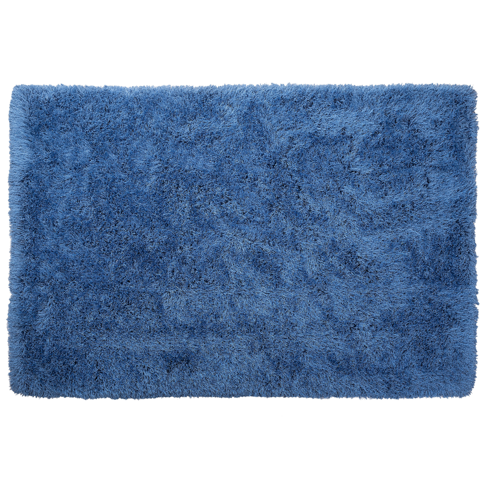 foto del prodotto tappeto shaggy tappeto a pelo lungo solido poliestere blu rettangolare 160 x 230 cm