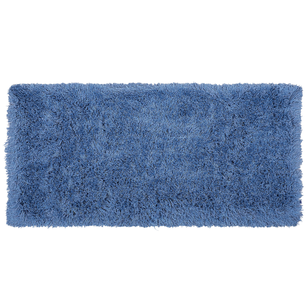 foto del prodotto tappeto shaggy tappeto a pelo lungo solido poliestere blu rettangolare 80 x 150 cm