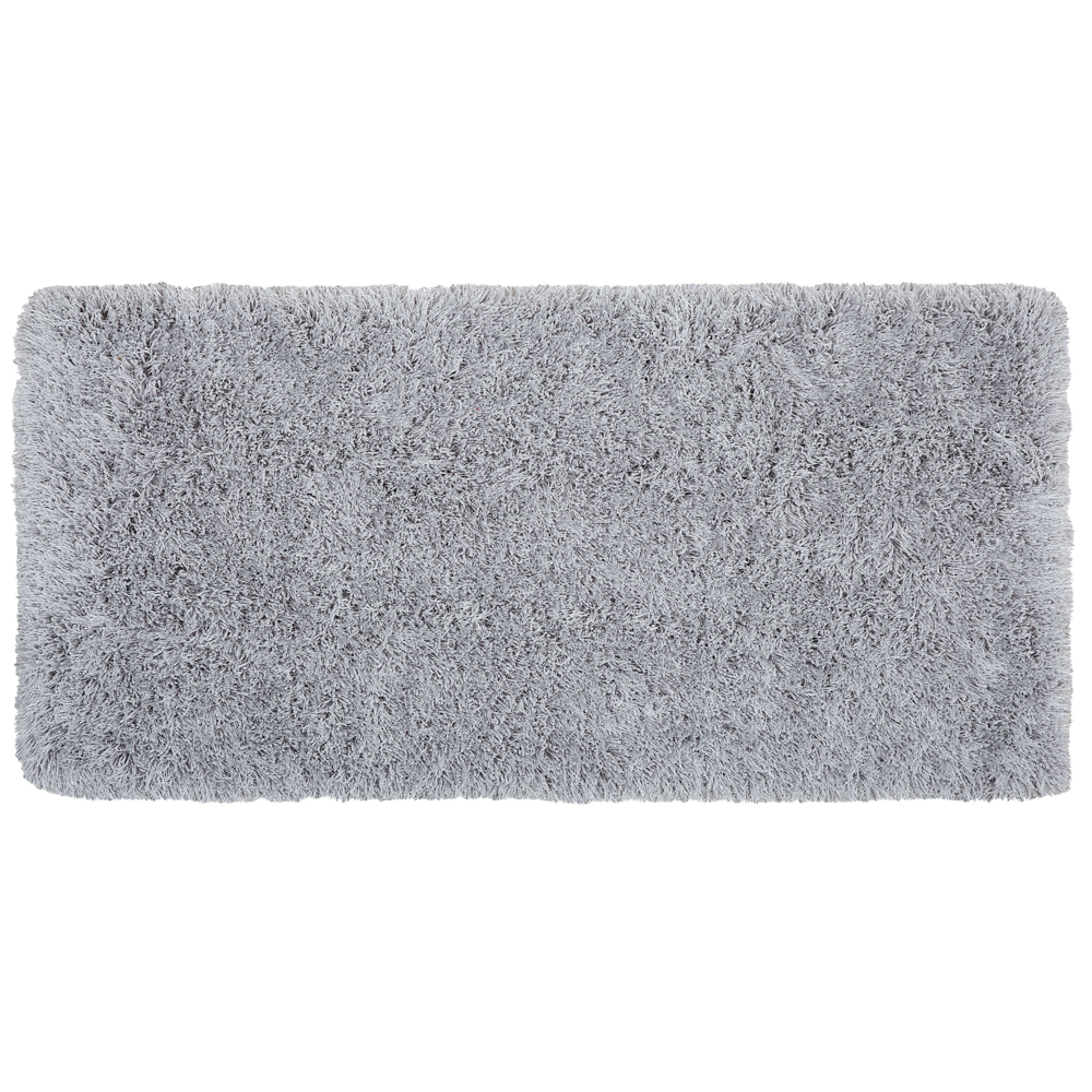 foto del prodotto tappeto shaggy tappeto a pelo lungo solido poliestere grigio rettangolare 80 x 150 cm