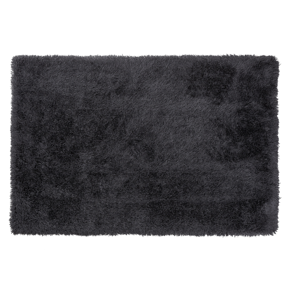 foto del prodotto tappeto shaggy tappeto a pelo lungo solido poliestere nero rettangolare 140 x 200 cm