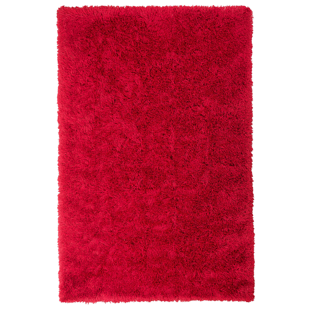 foto del prodotto tappeto shaggy tappeto a pelo lungo solido poliestere rosso rettangolare 160 x 230 cm