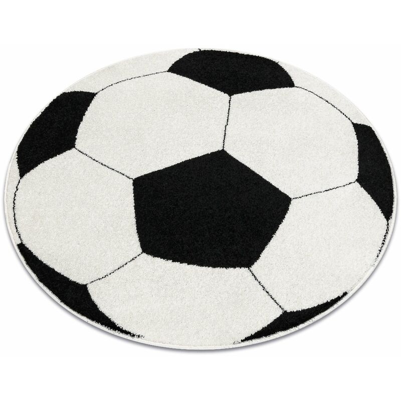 foto del prodotto tappeto silver cerchio pi ka calcio nero bianco black rotondo 100 cm