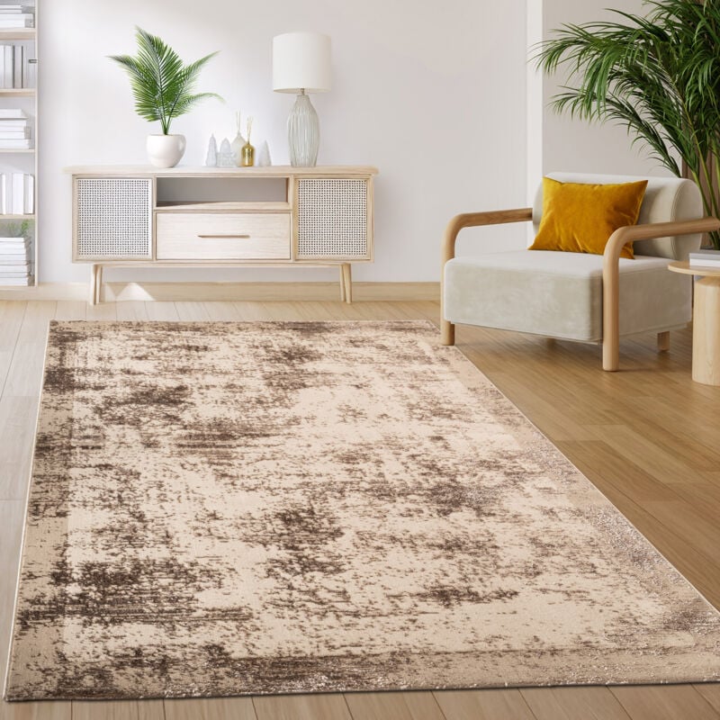 foto del prodotto tappeto soggiorno camera da letto a pelo corto design astratto orientale vintage beige 200x280 cm paco home