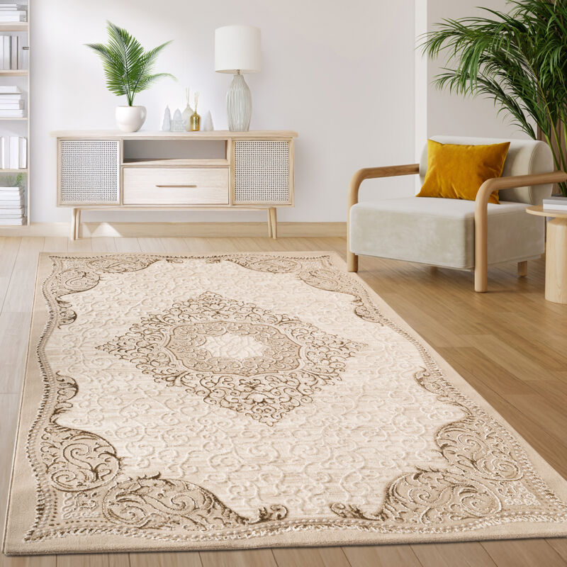 foto del prodotto tappeto soggiorno camera da letto a pelo corto motivo astratto orientale vintage beige 200x280 cm paco home
