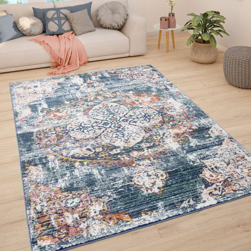 foto del prodotto tappeto soggiorno tappeto salotto pelo corto vintage pastello moderno orientale 120x170 cm, blu - paco home