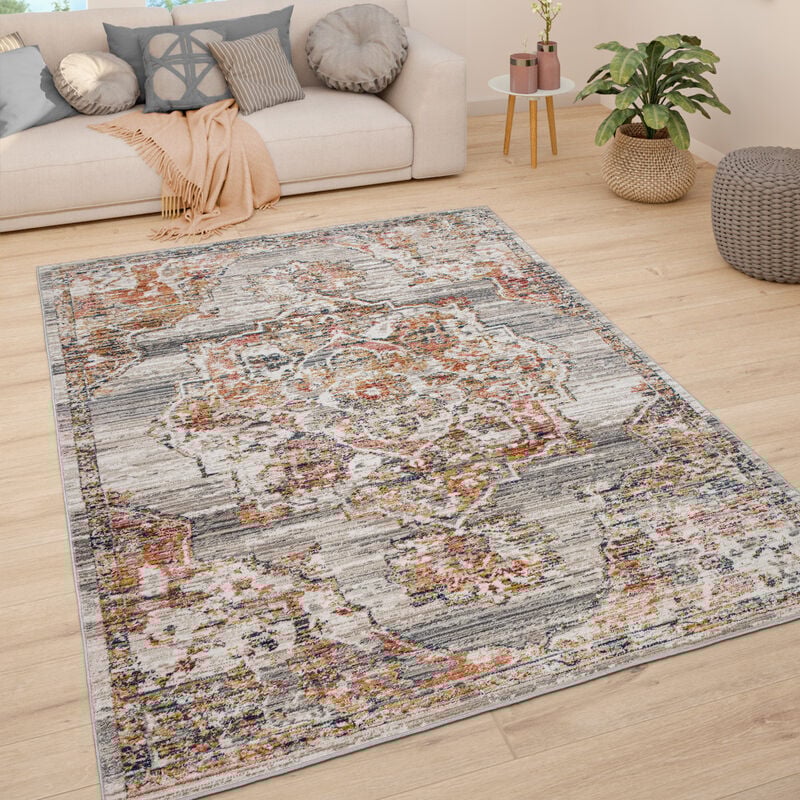 foto del prodotto tappeto soggiorno tappeto salotto pelo corto vintage pastello moderno orientale 120x170 cm, grigio 3 - paco home