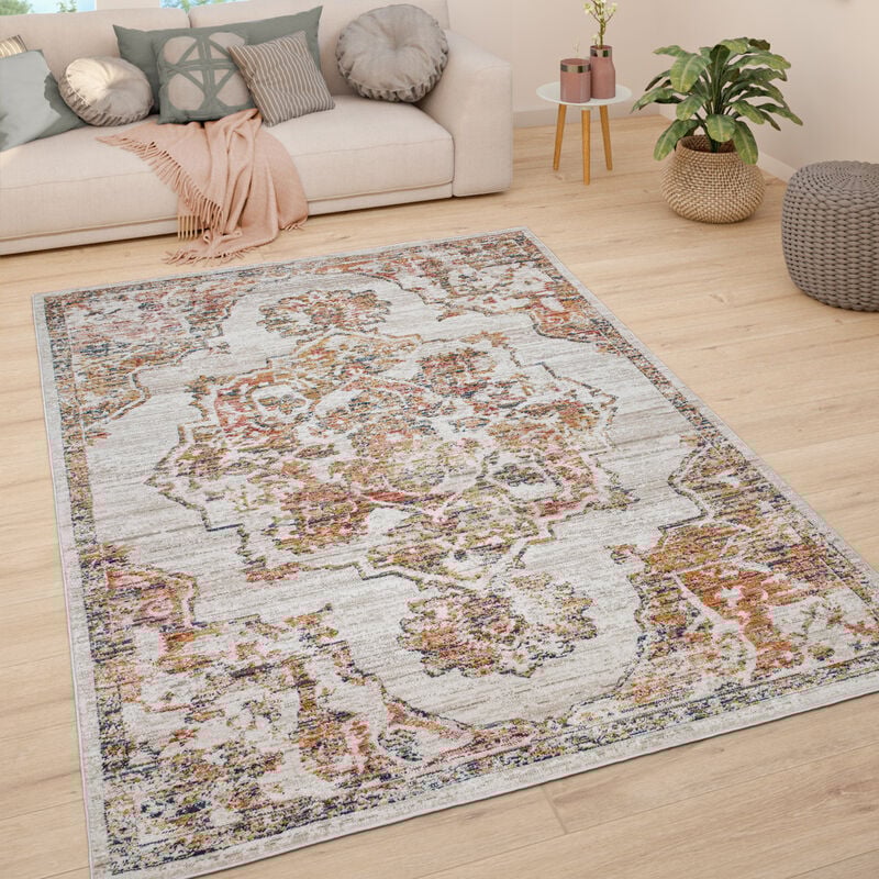 foto del prodotto tappeto soggiorno tappeto salotto pelo corto vintage pastello moderno orientale 60x100 cm, crema 4 paco home