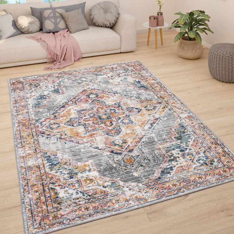 foto del prodotto tappeto soggiorno tappeto salotto pelo corto vintage pastello moderno orientale 60x100 cm, grigio 2 paco home