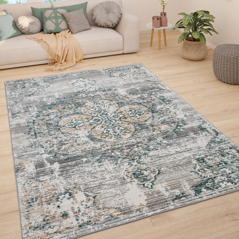 foto del prodotto tappeto soggiorno tappeto salotto pelo corto vintage pastello moderno orientale 60x100 cm, verde paco home