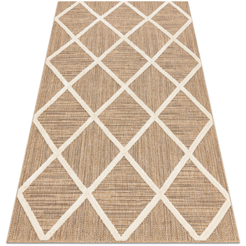 foto del prodotto tappeto spark 0708a beige crema traliccio, diamanti, sisal, strutturale beige 80x150 cm