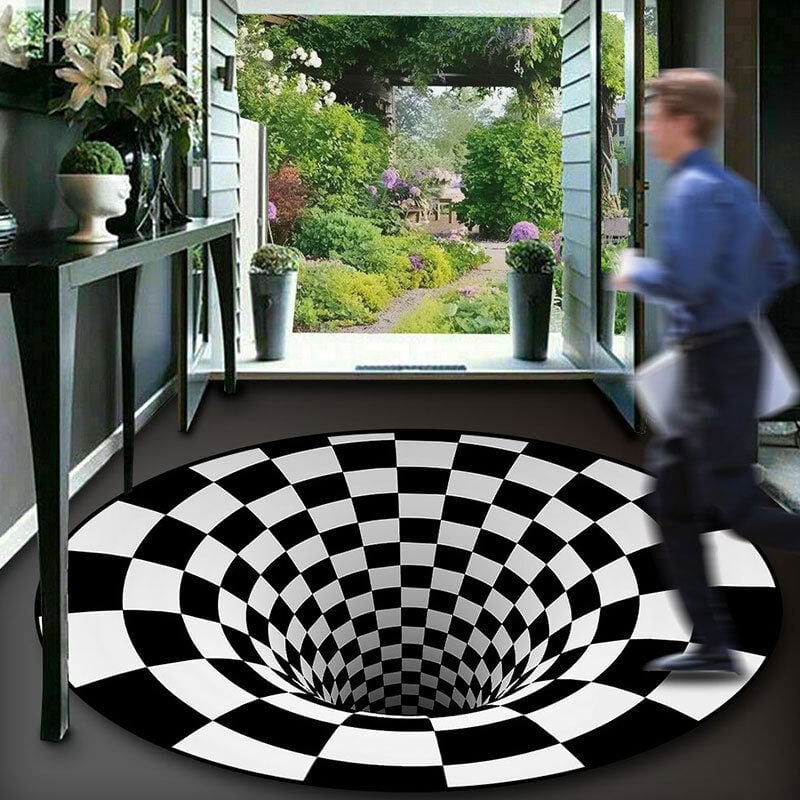 foto del prodotto tappeto, tappetino 3d, tappeto per camera da letto, tessuto a rete bianco e nero, decorazione per la casa c 