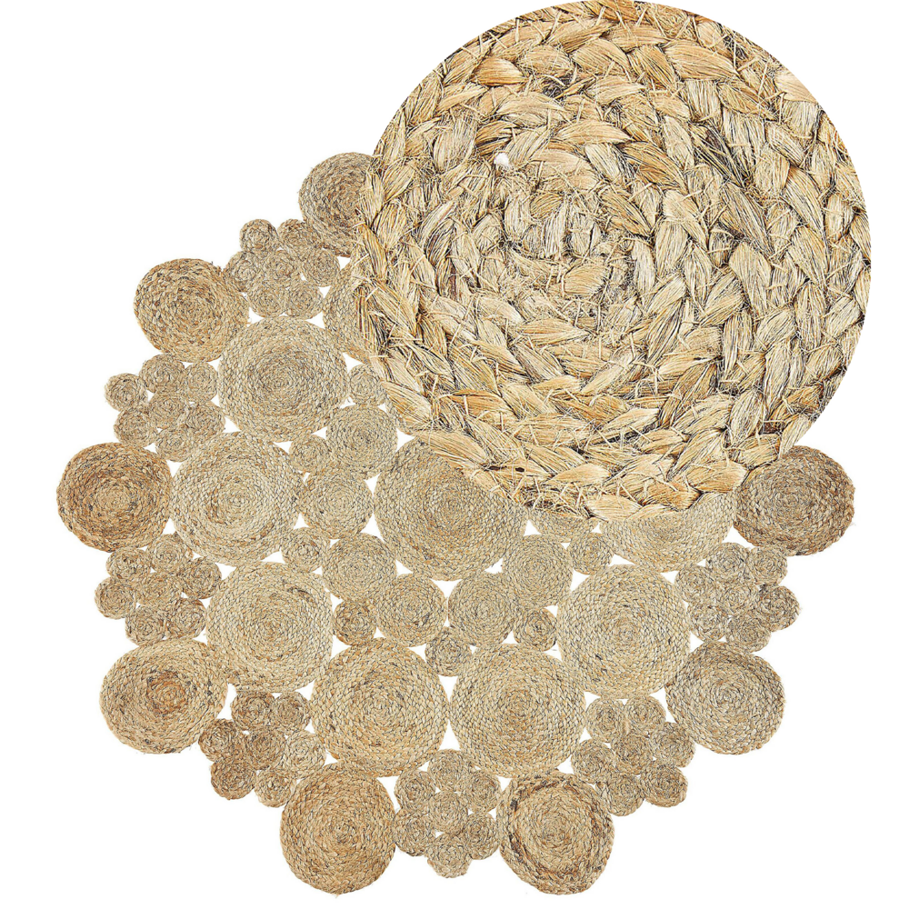foto del prodotto tappeto tappetino iuta beige rotondo soggiorno di campagna 135 cm