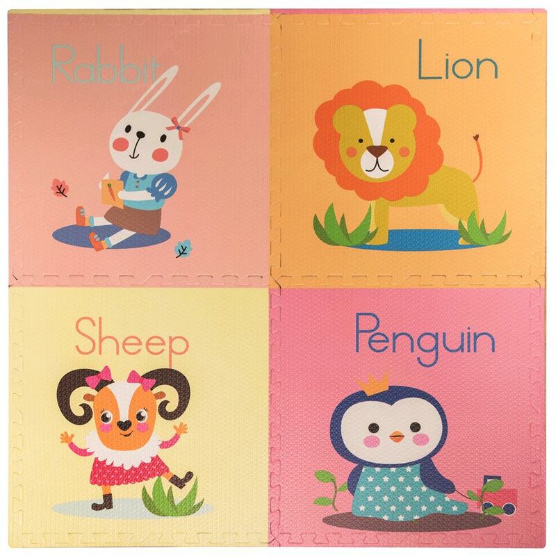foto del prodotto tappeto tappetino mattonella puzzle morbido pinguino 60x60x1 cm per bambini 4 pz