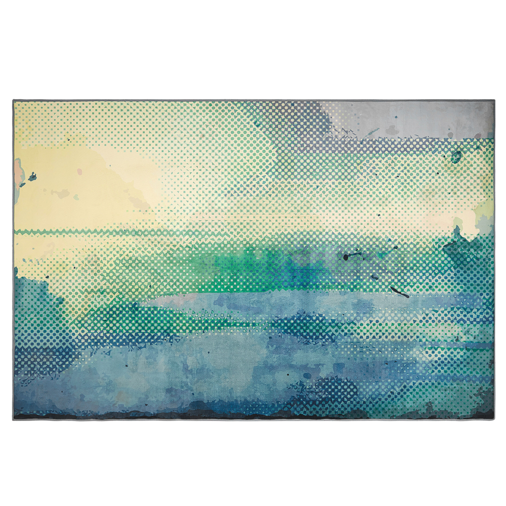 foto del prodotto tappeto tappetino tessuto multicolore 140 x 200 cm pittura ad acquerello astratta moderna