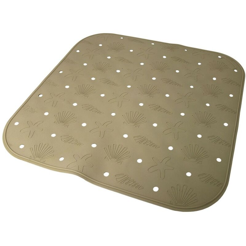 foto del prodotto tappeto tappetino ventose antiscivolo per bagno da piatto doccia beige prodotto interamente in italia con plastica profumata