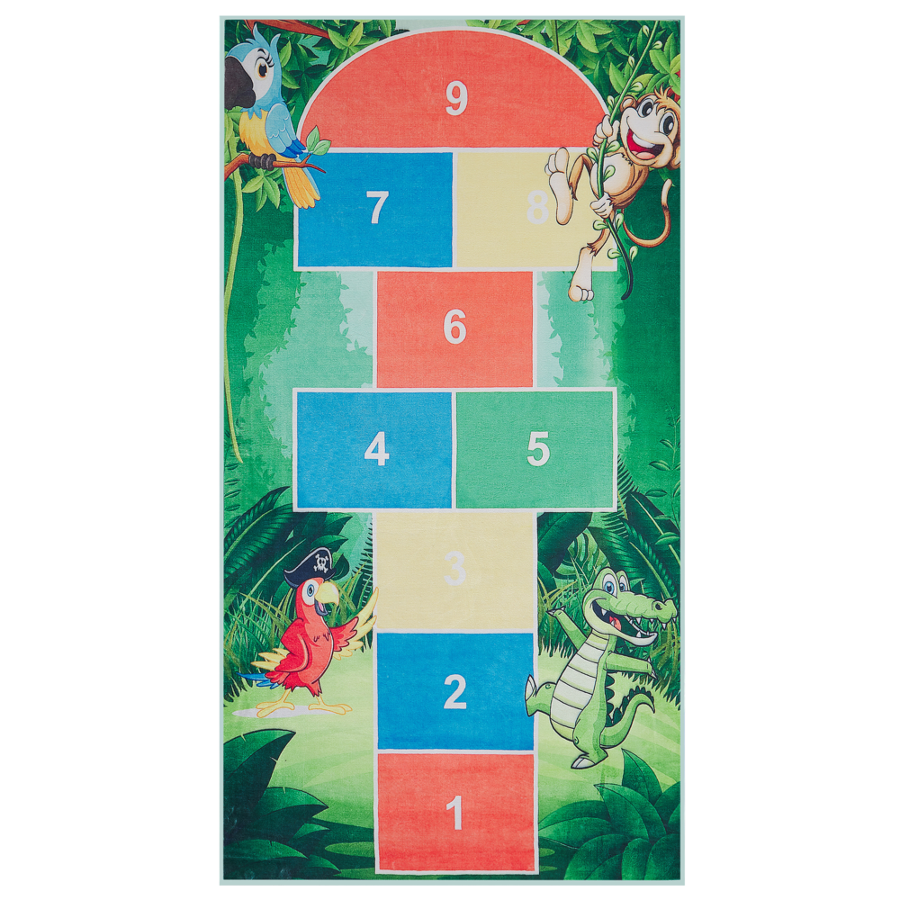 foto del prodotto tappeto tappetino verde campana stampa 80 x 150 cm passatoia a pelo corto per bambini