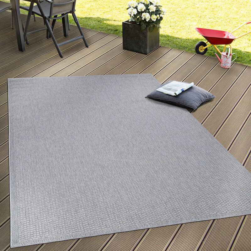 foto del prodotto tappeto tessitura piatta esterno e interno tappeti terrazze look naturale grigio 120x160 cm paco home