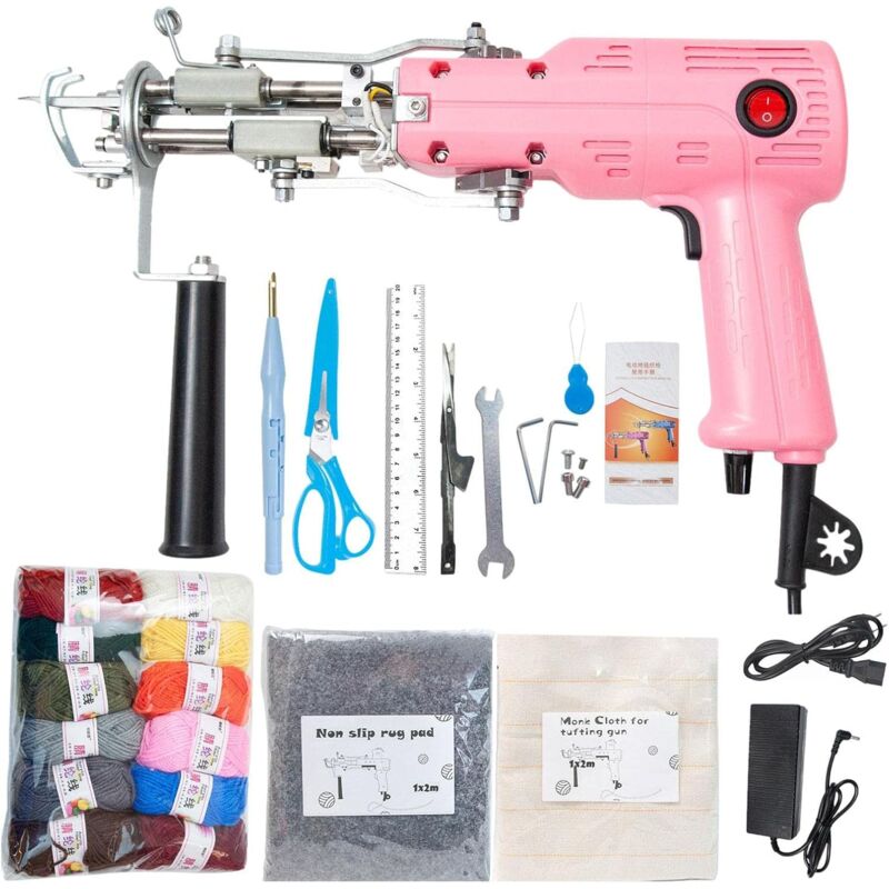 foto del prodotto tappeto tuftato macchine per tessere tappeti 2 in 1 kit di avviamento per utensili elettrici per tufting di tappeti fai da te, alta velocità, altezza
