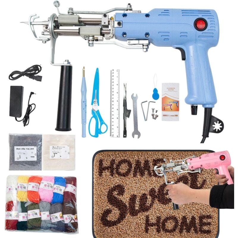 foto del prodotto tappeto tuftato macchine per tessere tappeti 2 in 1 kit di avviamento per utensili elettrici per tufting di tappeti fai da te, alta velocità, altezza